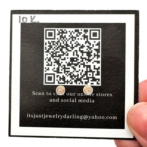 Womens Earrings 10K Yellow Gold Cubic Zirconia Butterfly Studs Pierced - Picture 4 of 4